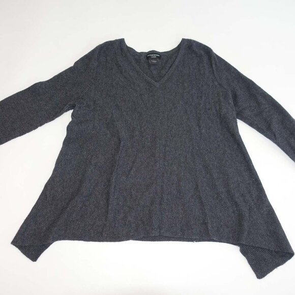 Sutton Studio Women's 100% Cashmere V-Neck Sweater Large Charcoal Gray Pullover - Picture 1 of 5